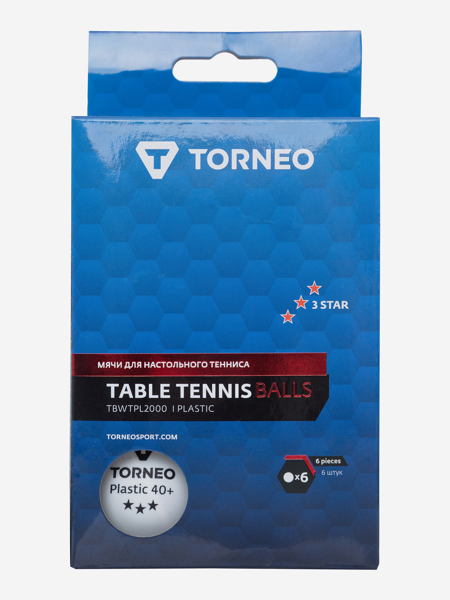 Набор мячей для настольного тенниса Torneo, 3-Star, 6 шт.