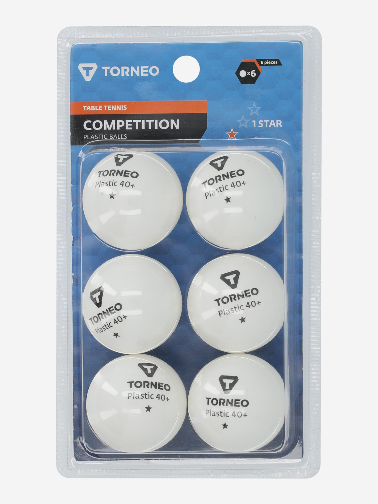 Мячи для настольного тенниса Torneo 1-Star, 6 шт.