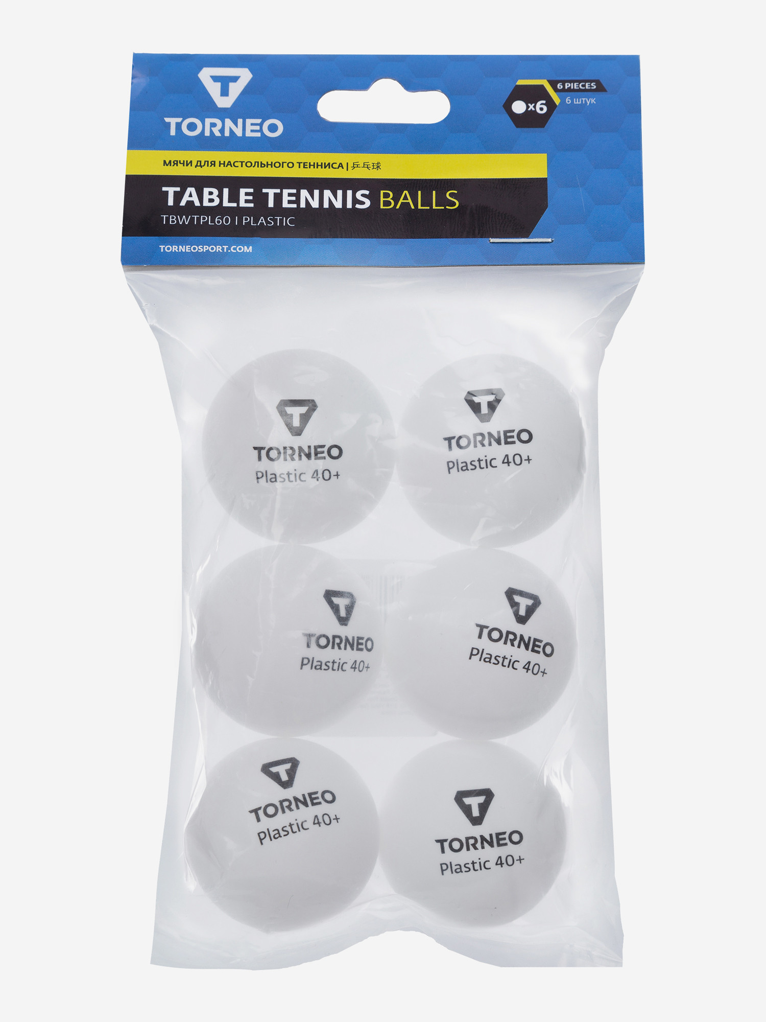 М'ячі для настільного тенісу Torneo, 6 шт.